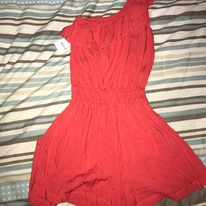 1 Shoulder sleeve peachy pink romper